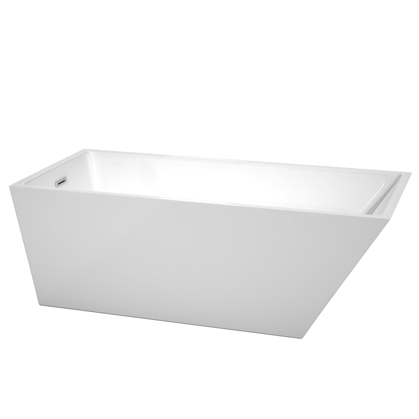 Hannah 67" Freestanding Bathtub in White, Polished Chrome Drain, Overflow Trim