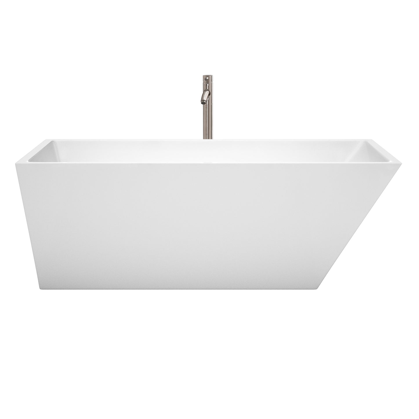 Hannah 67" Freestanding Bathtub in White, Overflow Trim in Brushed Nickel