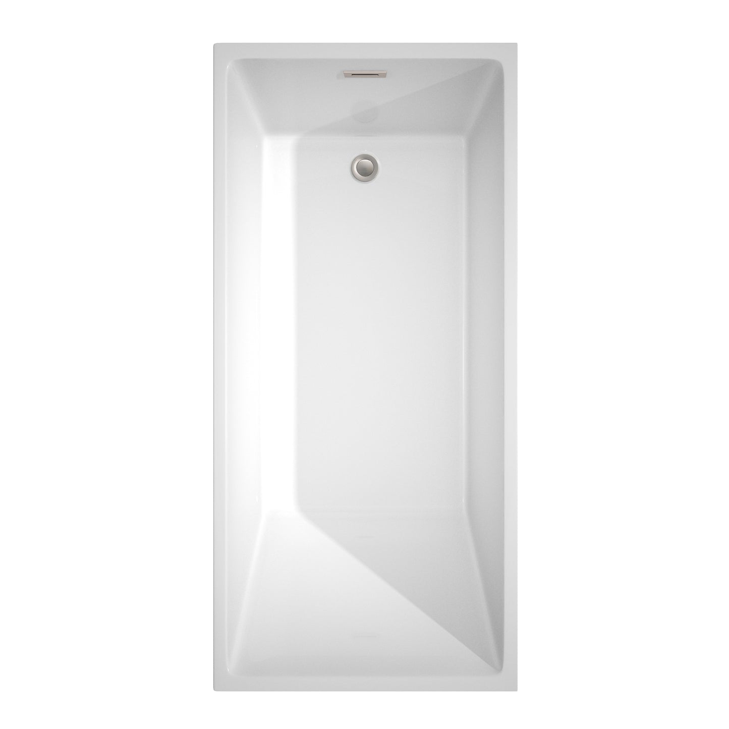 Hannah 67" Freestanding Bathtub in White, Brushed Nickel Drain, Overflow Trim