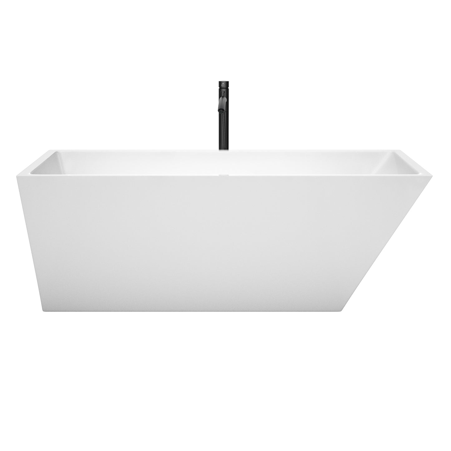 Hannah 67" Freestanding Bathtub in White, Overflow Trim in Matte Black