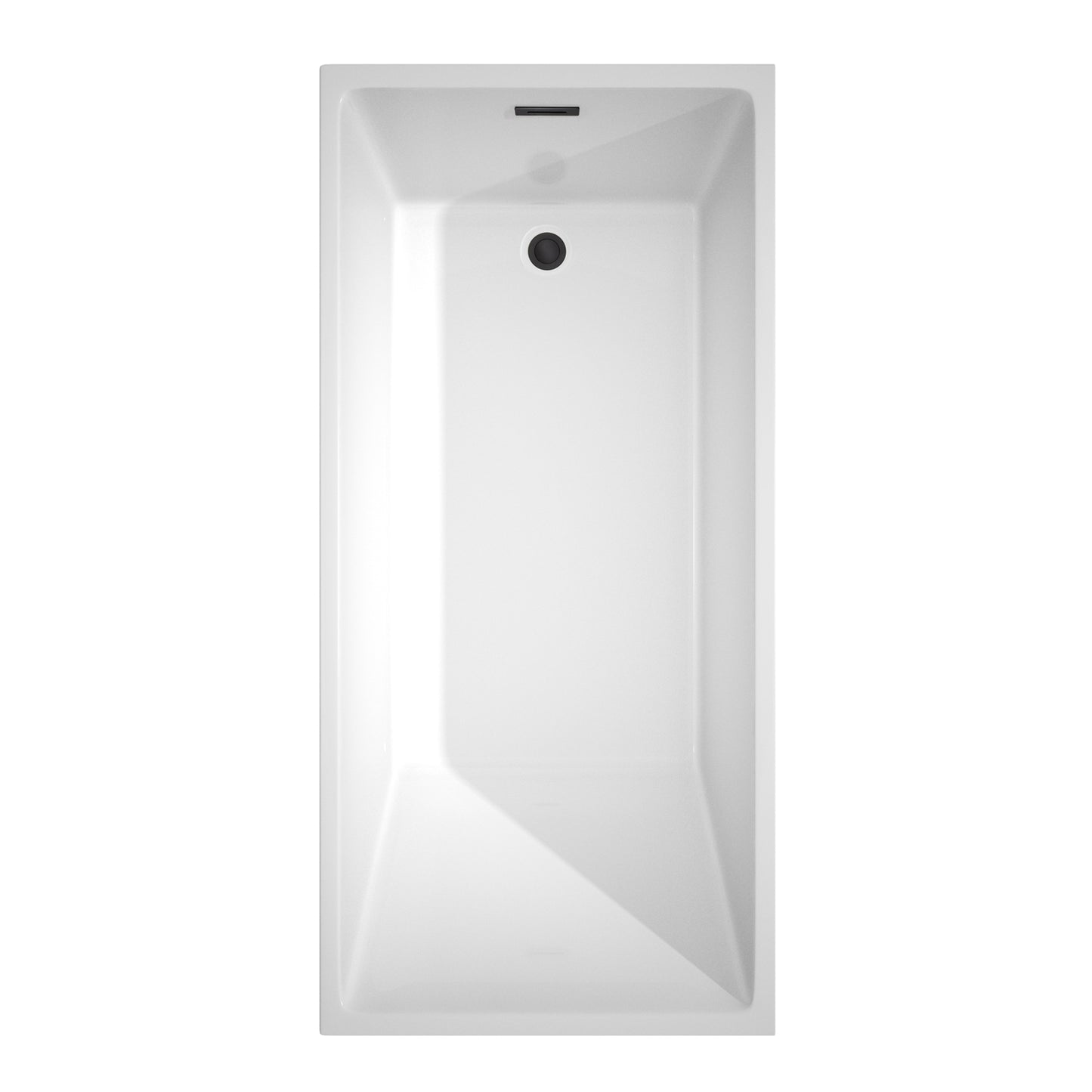 Hannah 67" Freestanding Bathtub in White, Matte Black Drain, Overflow Trim