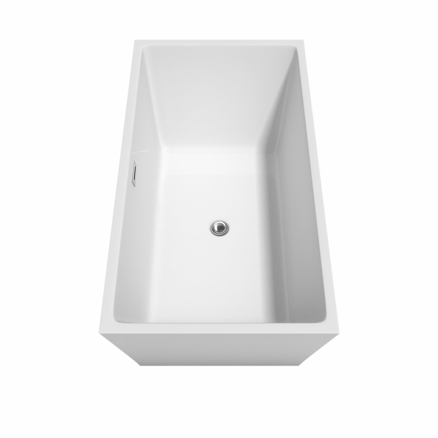 Sara 59" Freestanding Bathtub in White, Chrome Trim, Faucet in Brushed Gold