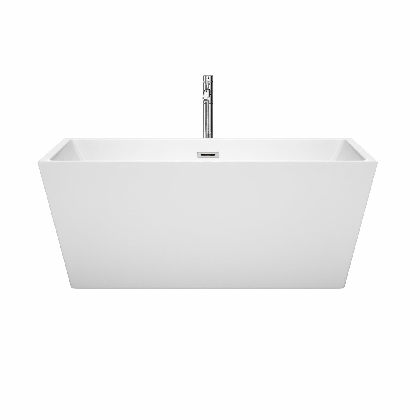 Sara 59" Freestanding Bathtub in White, Overflow Trim in Chrome