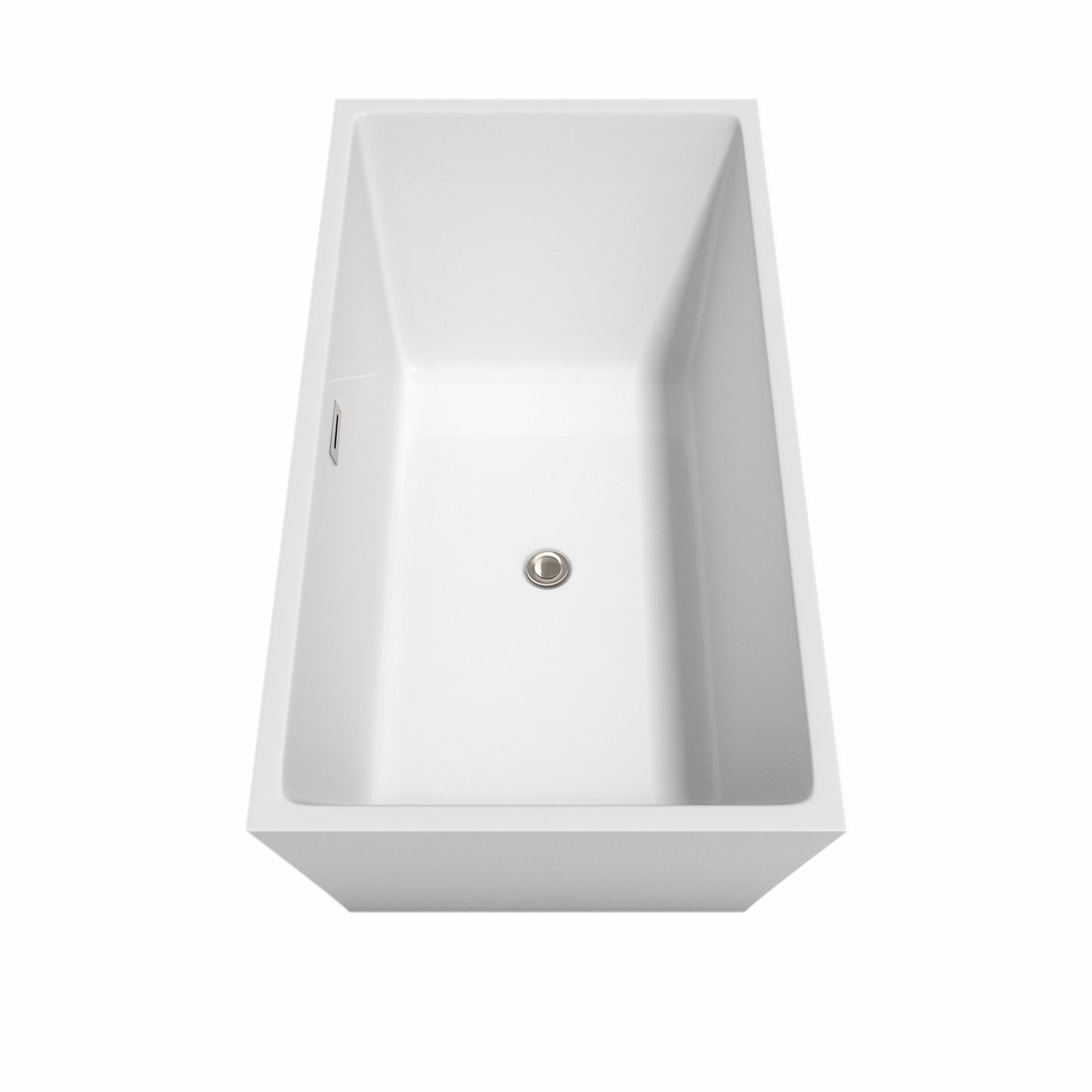 Sara 59" Freestanding Bathtub in White, Brushed Nickel Drain, Overflow Trim