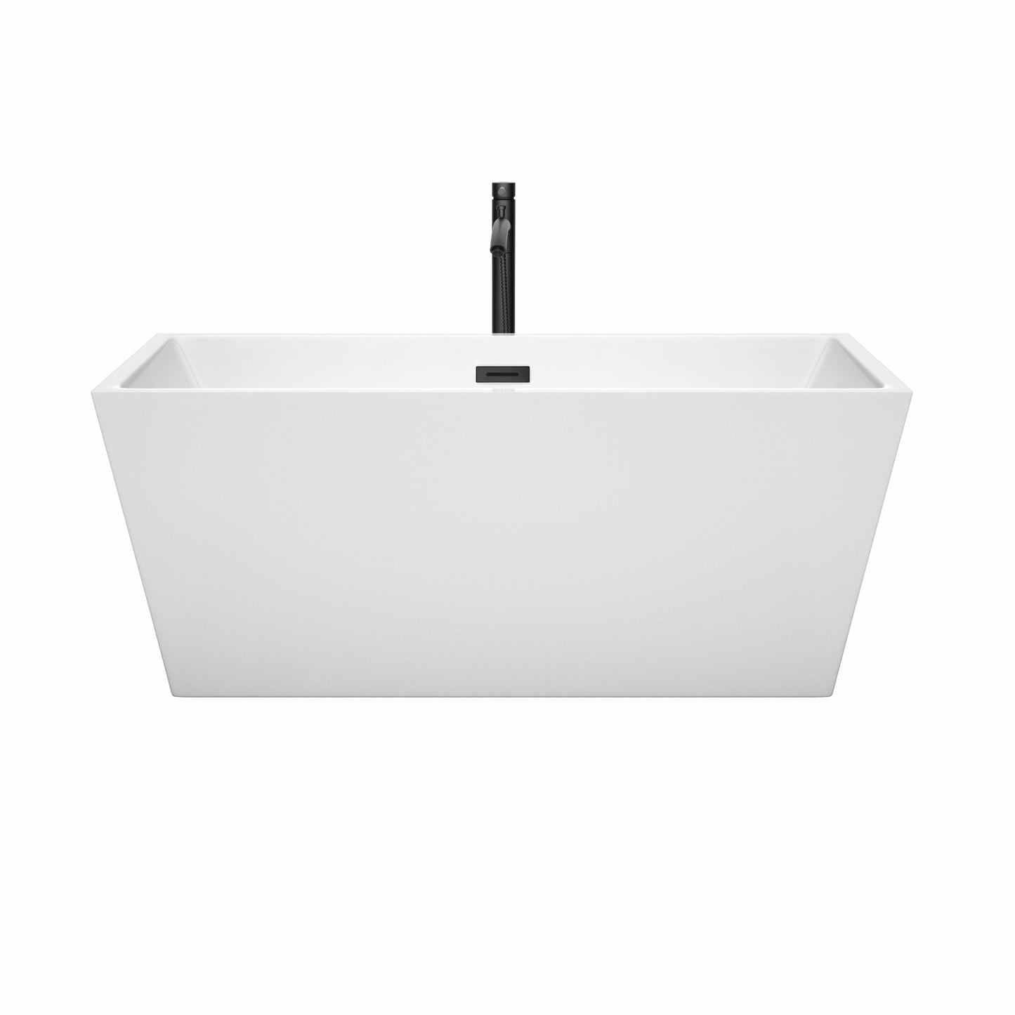 Sara 59" Freestanding Bathtub in White, Overflow Trim in Matte Black