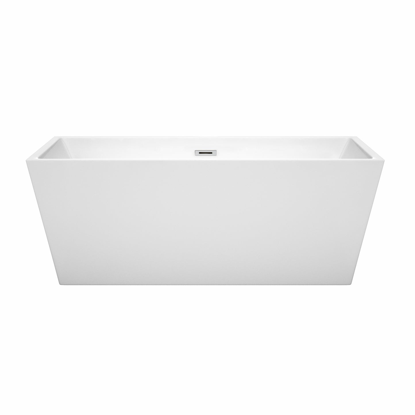 Sara 63" Freestanding Bathtub in White, Polished Chrome Drain, Overflow Trim