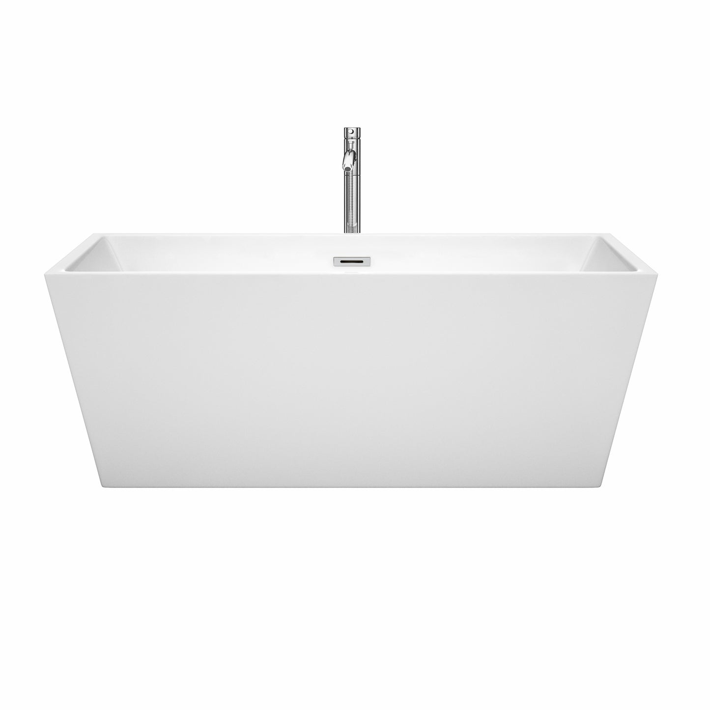 Sara 63" Freestanding Bathtub in White, Overflow Trim in Chrome