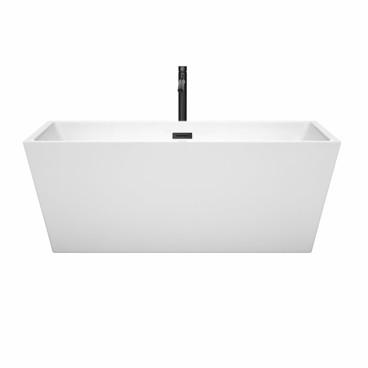 Sara 63" Freestanding Bathtub in White, Overflow Trim in Matte Black