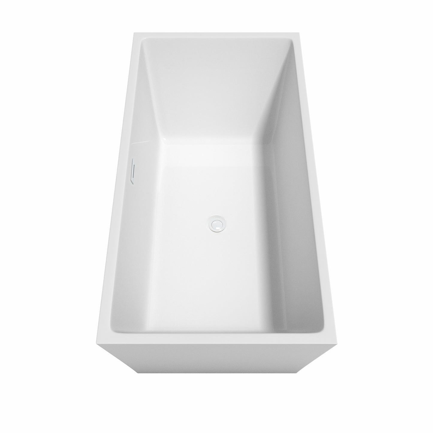 Sara 63" Freestanding Bathtub in White, Shiny White Drain, Overflow Trim