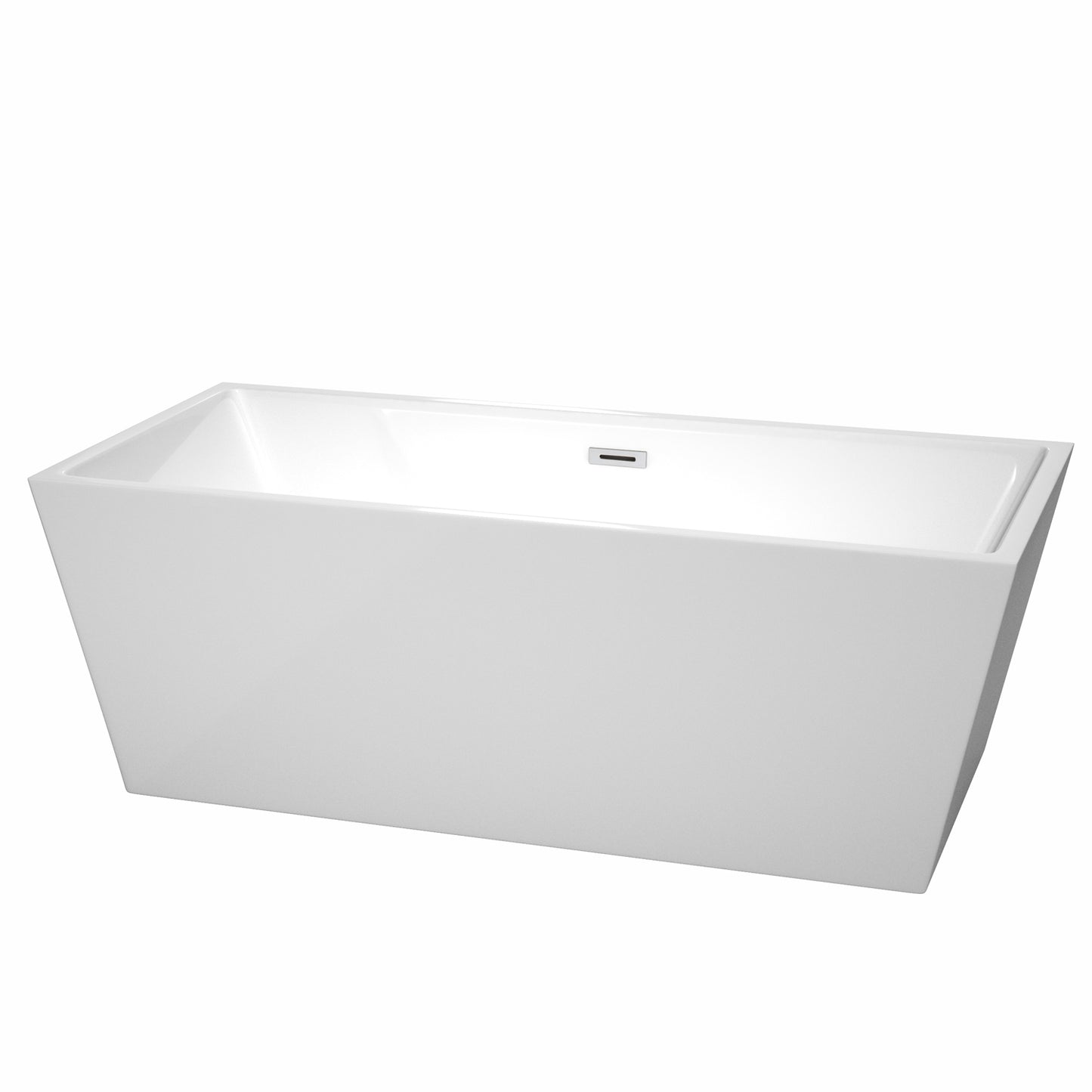 Sara 67" Freestanding Bathtub in White, Polished Chrome Drain, Overflow Trim