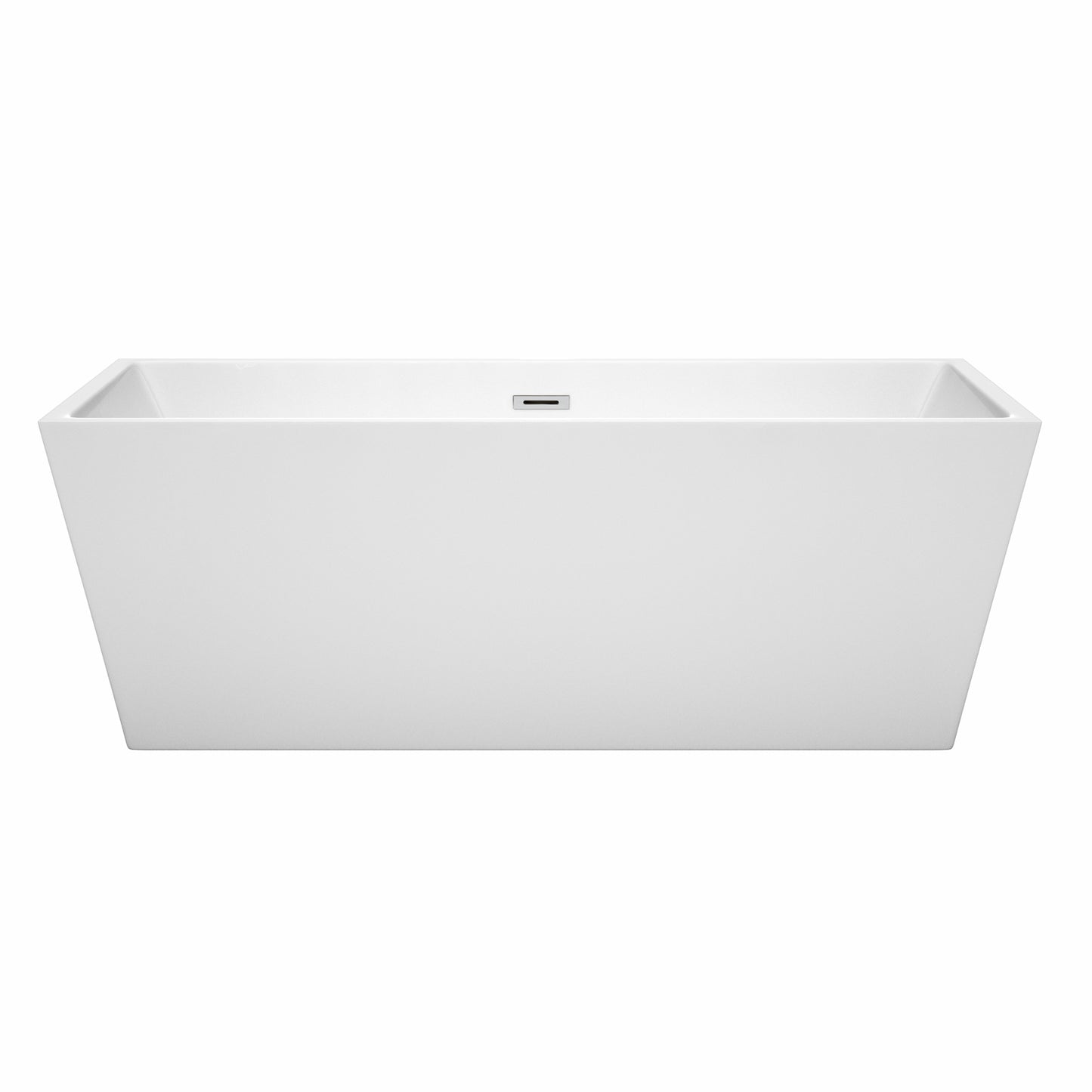 Sara 67" Freestanding Bathtub in White, Polished Chrome Drain, Overflow Trim