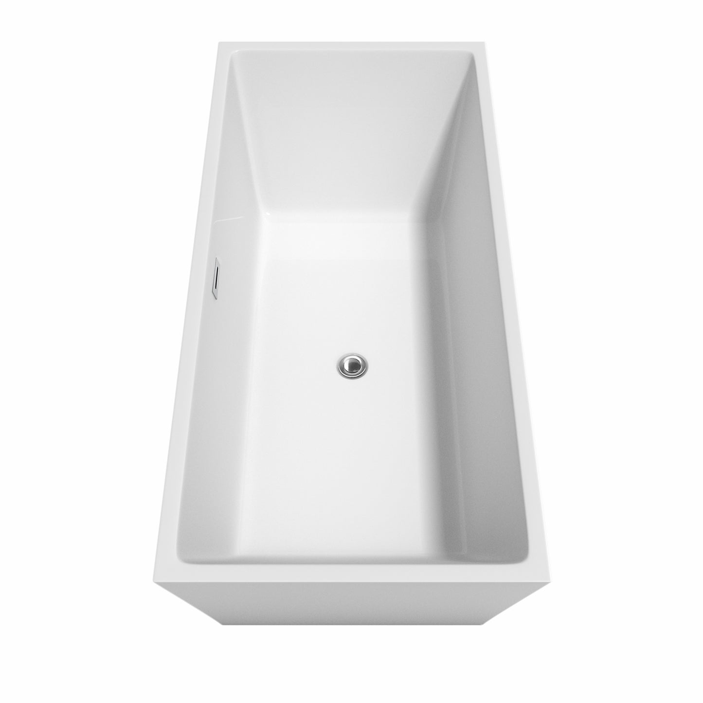 Sara 67" Freestanding Bathtub in White, Chrome Trim, Faucet in Brushed Gold