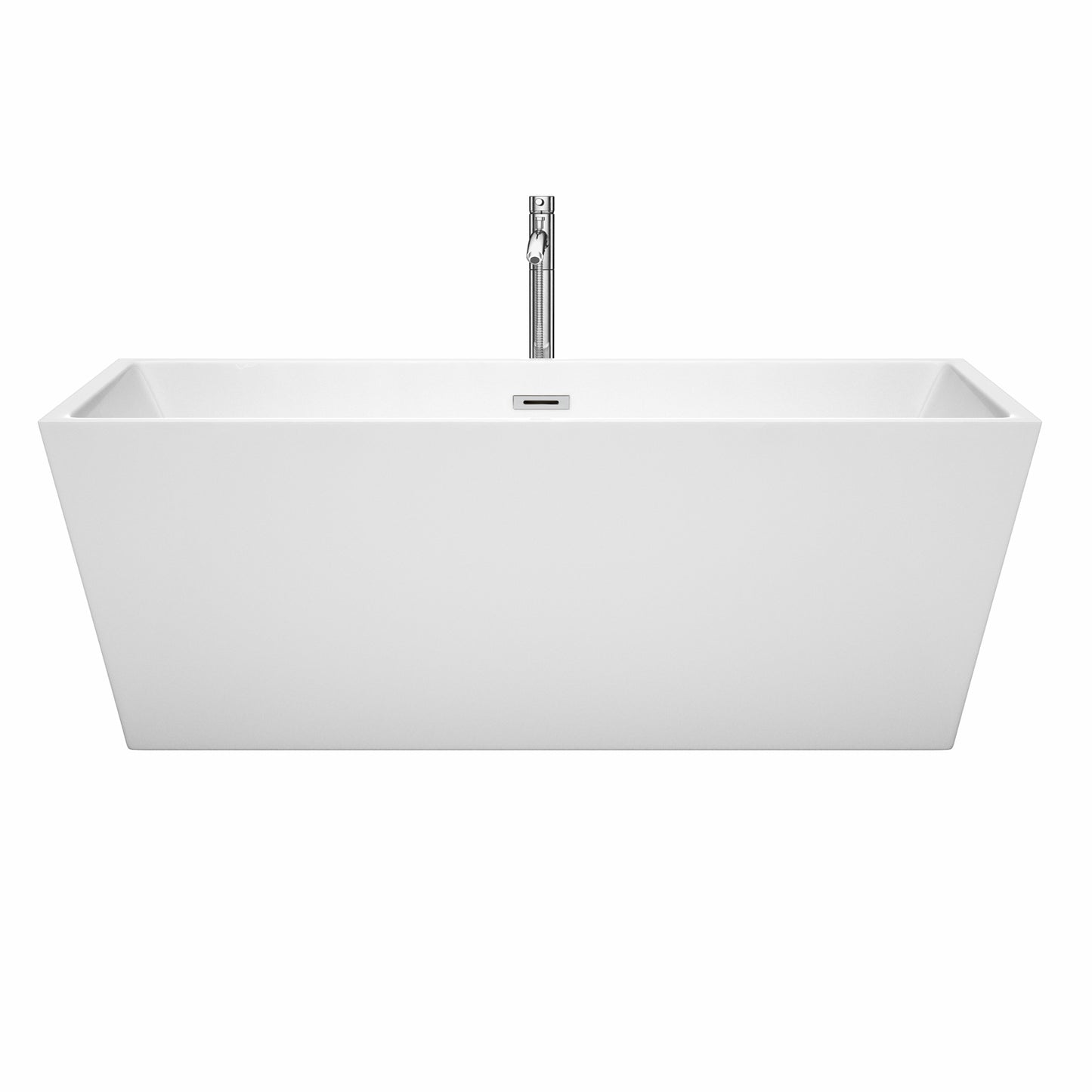 Sara 67" Freestanding Bathtub in White, Overflow Trim in Chrome