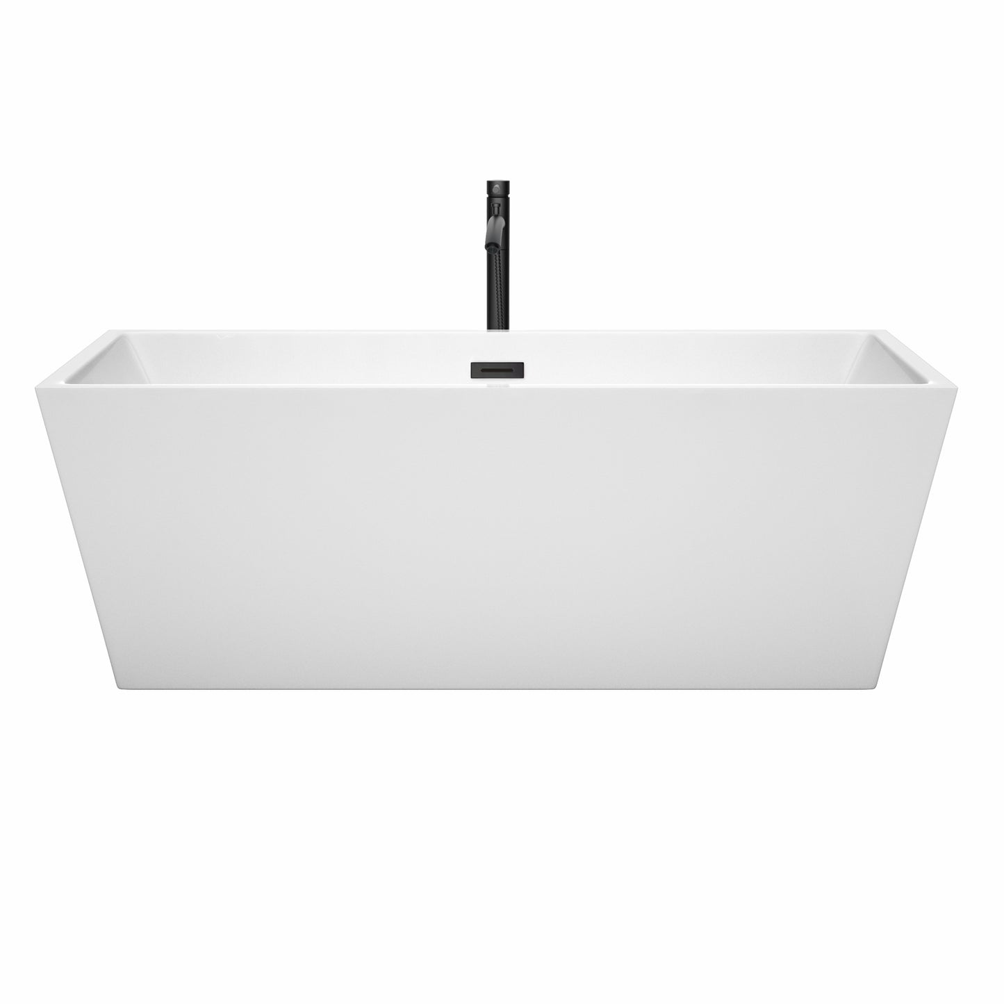 Sara 67" Freestanding Bathtub in White, Overflow Trim in Matte Black