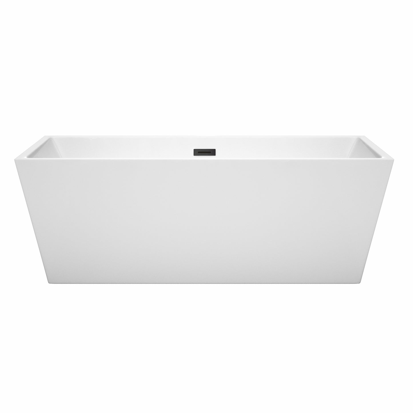 Sara 67" Freestanding Bathtub in White, Matte Black Drain, Overflow Trim