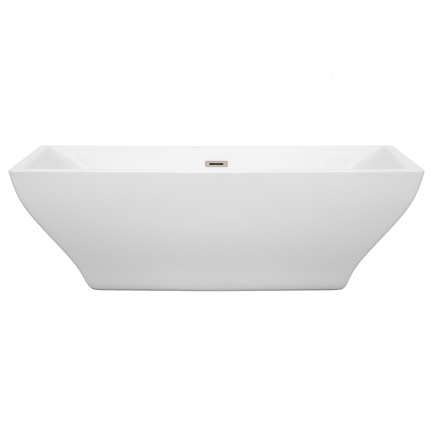 Maryam 71" Freestanding Bathtub in White, Brushed Nickel Drain, Overflow Trim