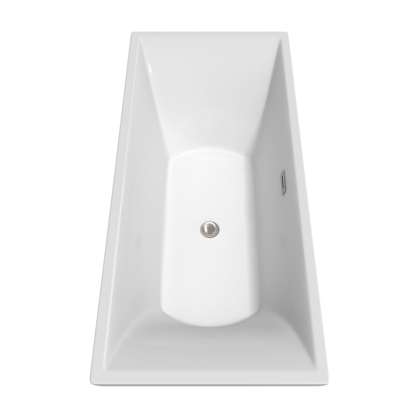 Maryam 71" Freestanding Bathtub in White, Brushed Nickel Drain, Overflow Trim