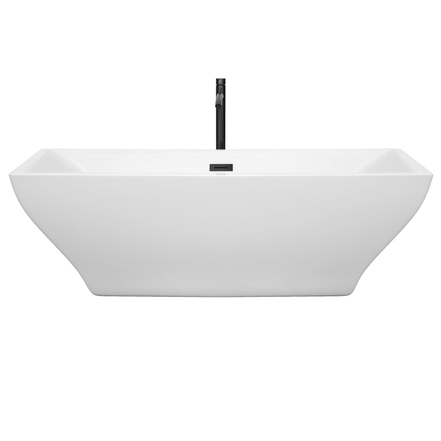 Maryam 71" Freestanding Bathtub in White, Overflow Trim in Matte Black