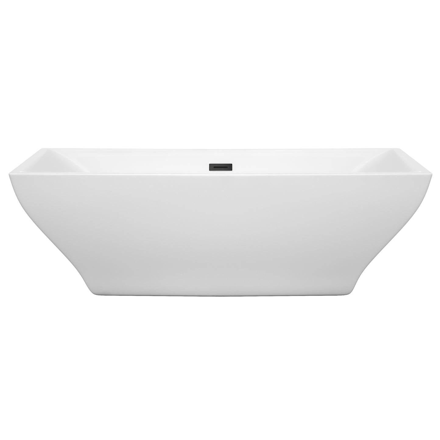 Maryam 71" Freestanding Bathtub in White, Matte Black Drain, Overflow Trim