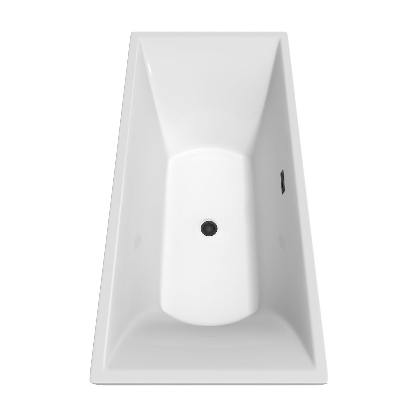 Maryam 71" Freestanding Bathtub in White, Matte Black Drain, Overflow Trim