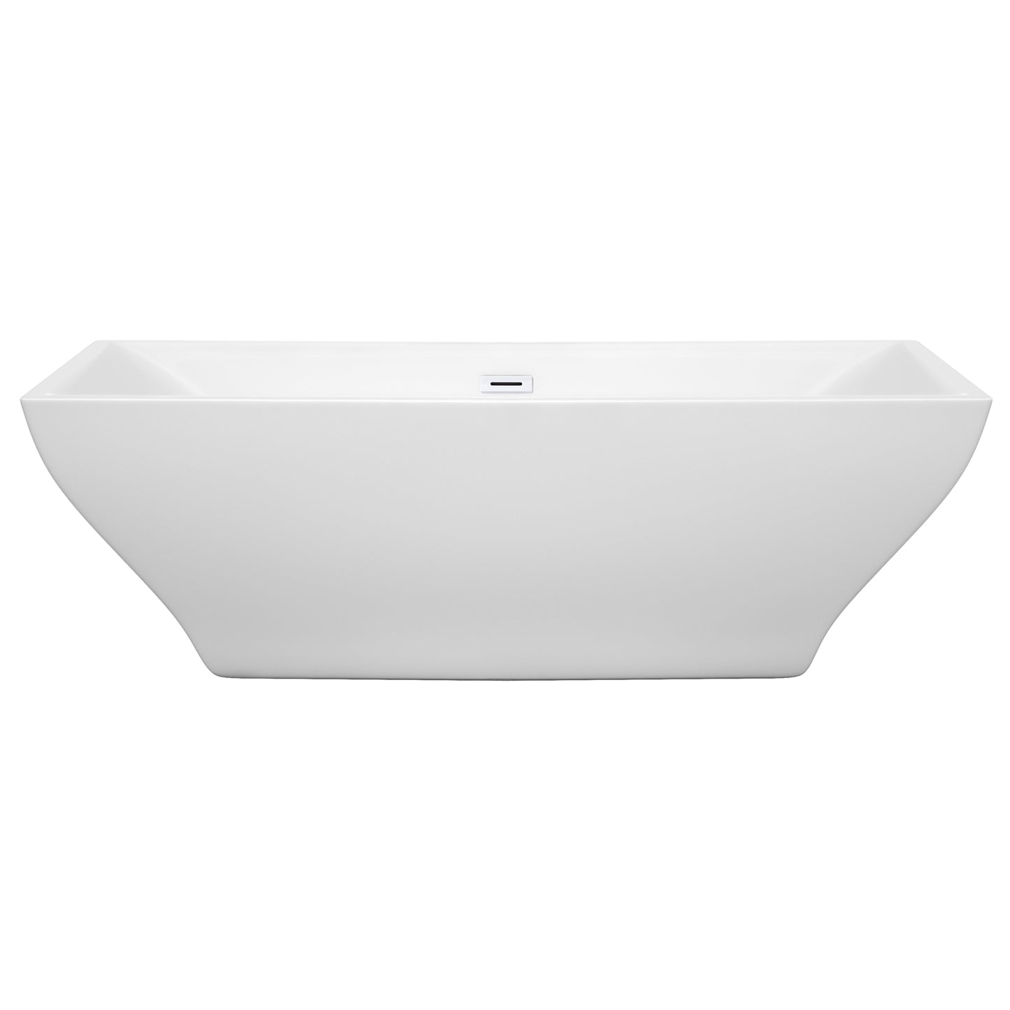 Maryam 71" Freestanding Bathtub in White, Shiny White Drain, Overflow Trim