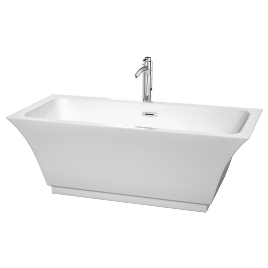 Galina 67" Freestanding Bathtub in White, Overflow Trim