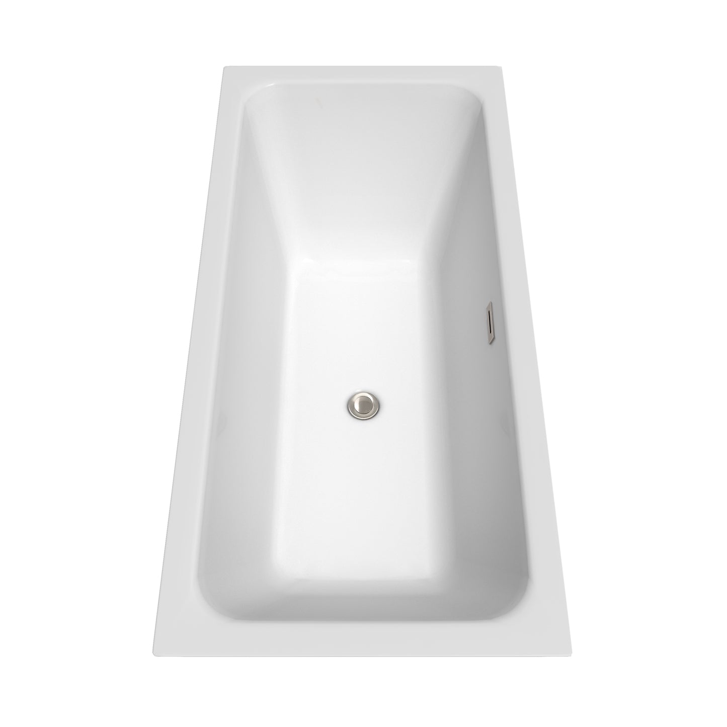 Galina 67" Freestanding Bathtub in White, Brushed Nickel Drain, Overflow Trim