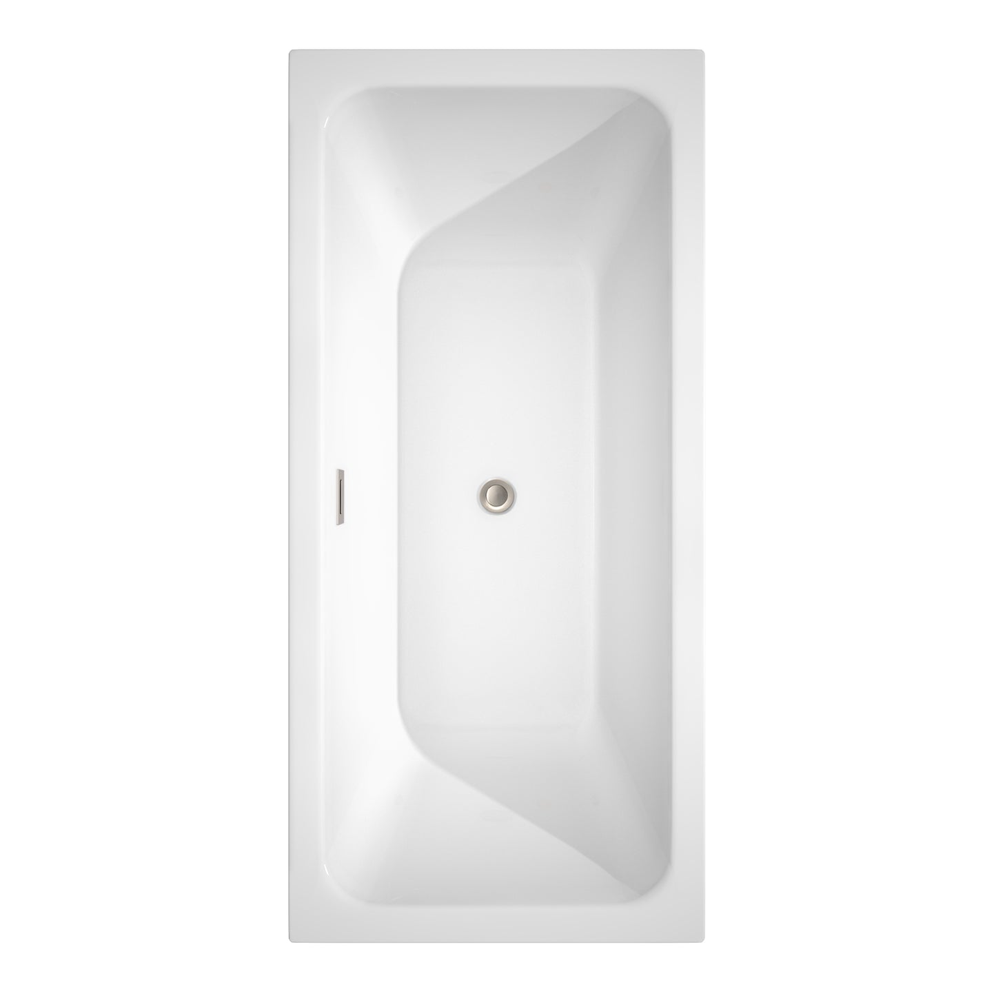 Galina 67" Freestanding Bathtub in White, Brushed Nickel Drain, Overflow Trim