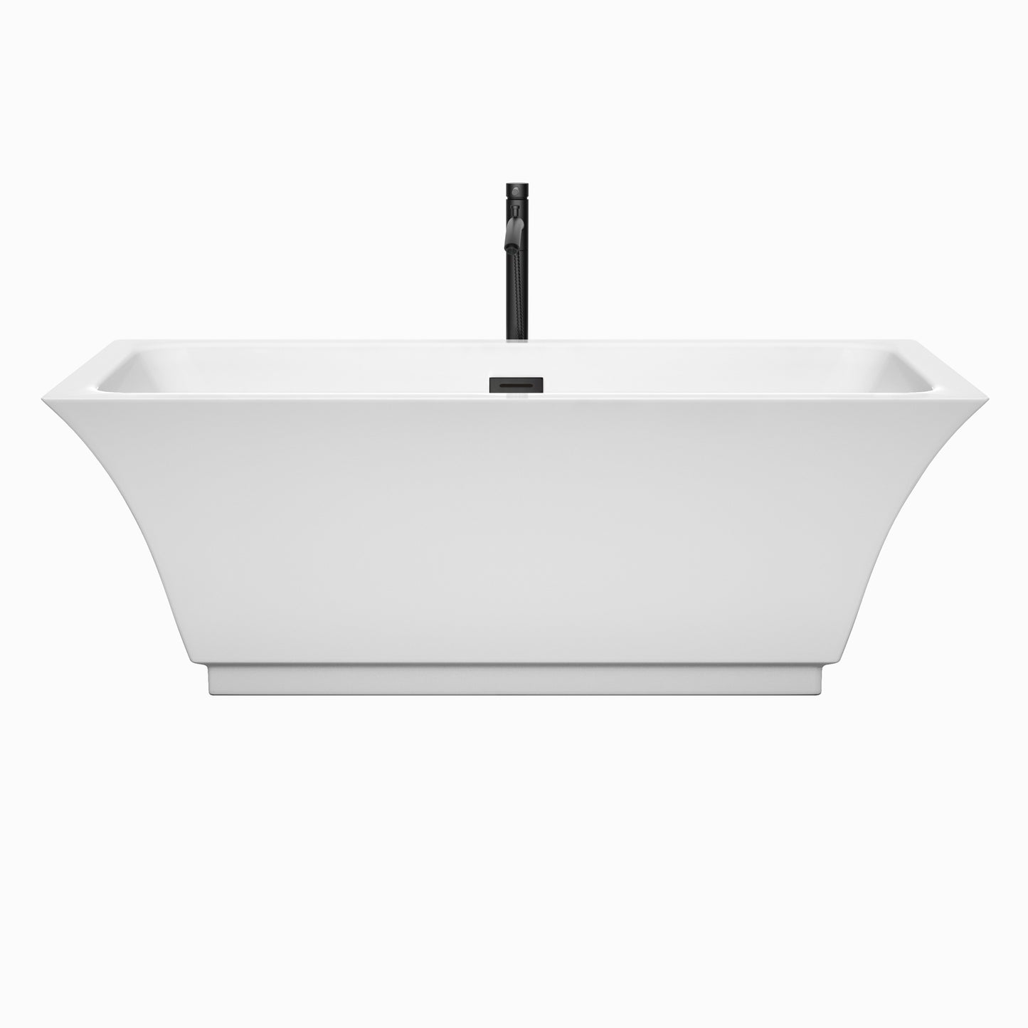 Galina 67" Freestanding Bathtub in White, Overflow Trim in Matte Black