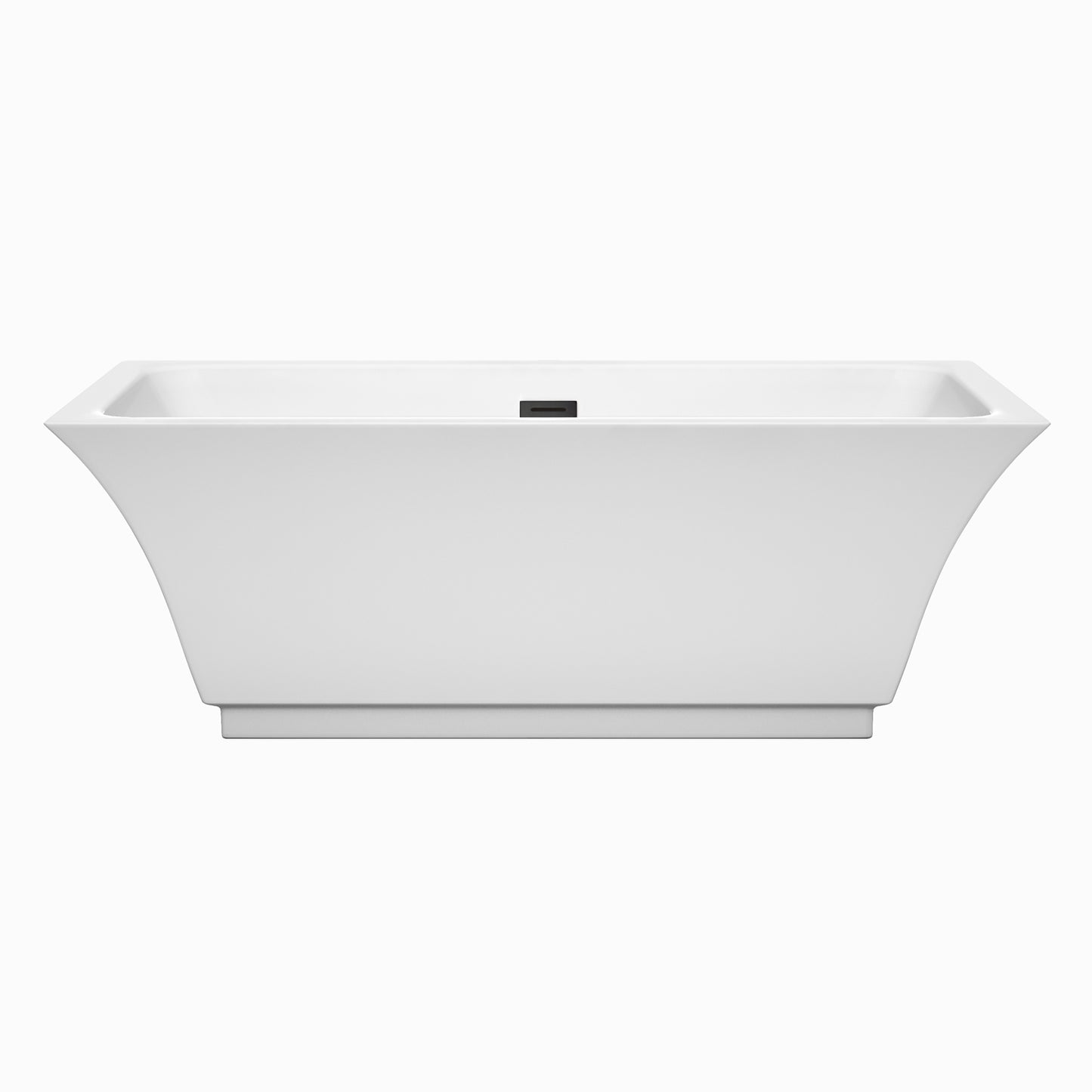 Galina 67" Freestanding Bathtub in White, Matte Black Drain, Overflow Trim