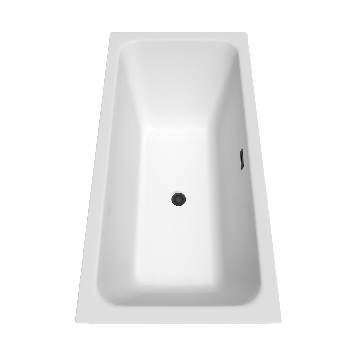 Galina 67" Freestanding Bathtub in White, Matte Black Drain, Overflow Trim