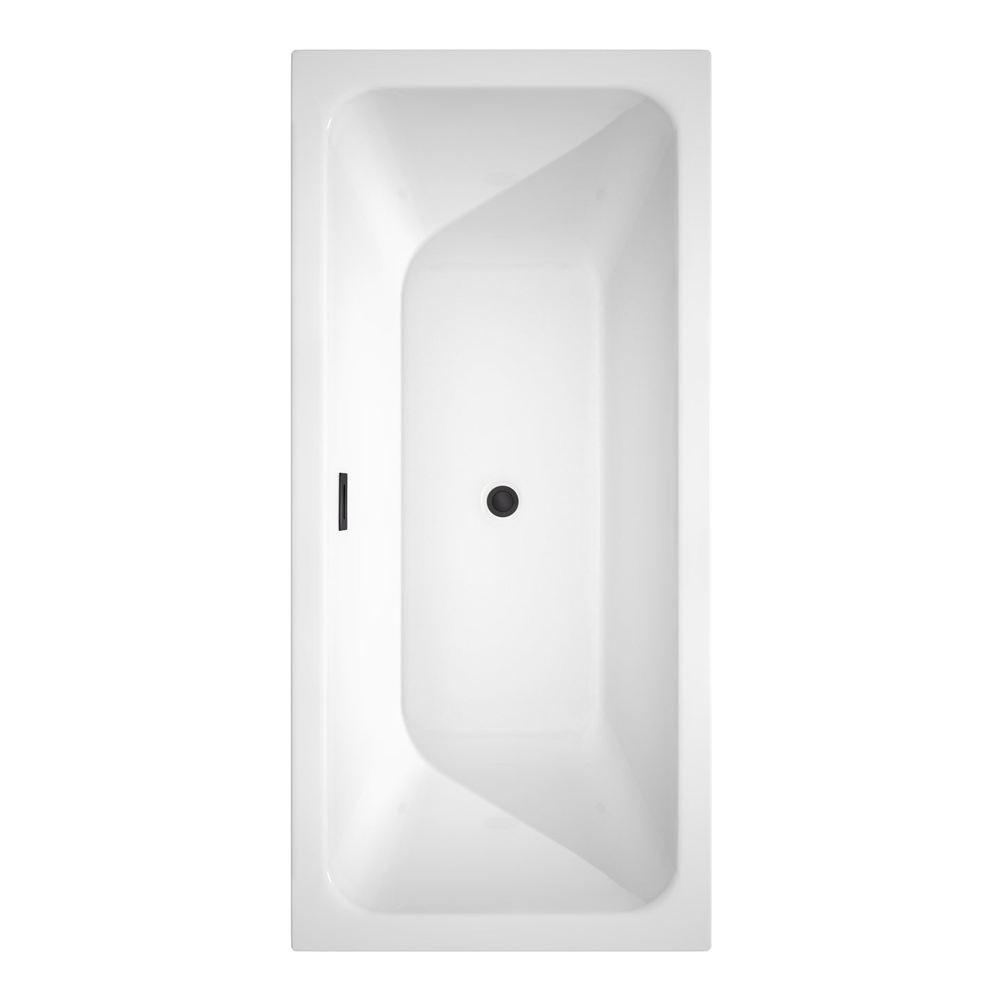 Galina 67" Freestanding Bathtub in White, Matte Black Drain, Overflow Trim