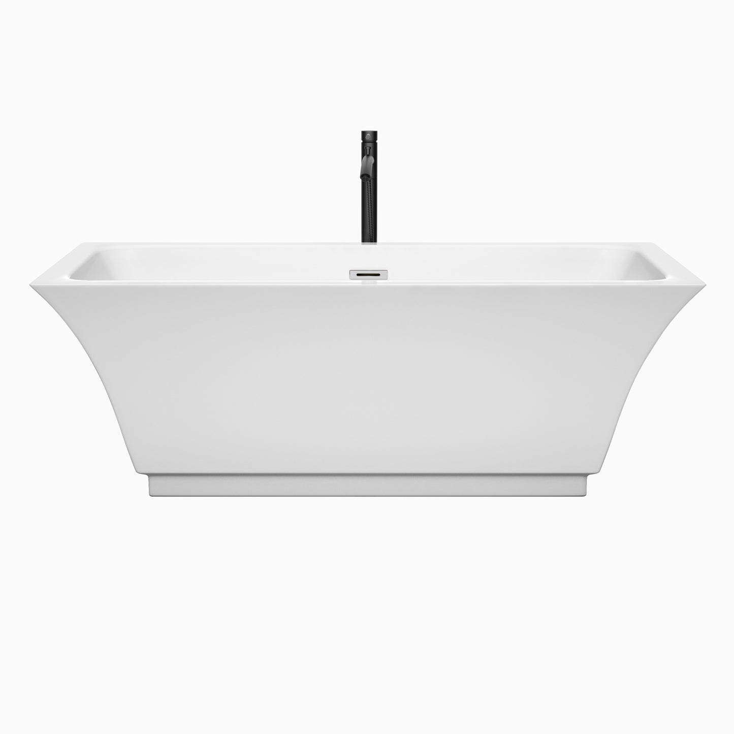 Galina 67" Freestanding Bathtub in White, Polished Chrome Trim, Faucet in Black