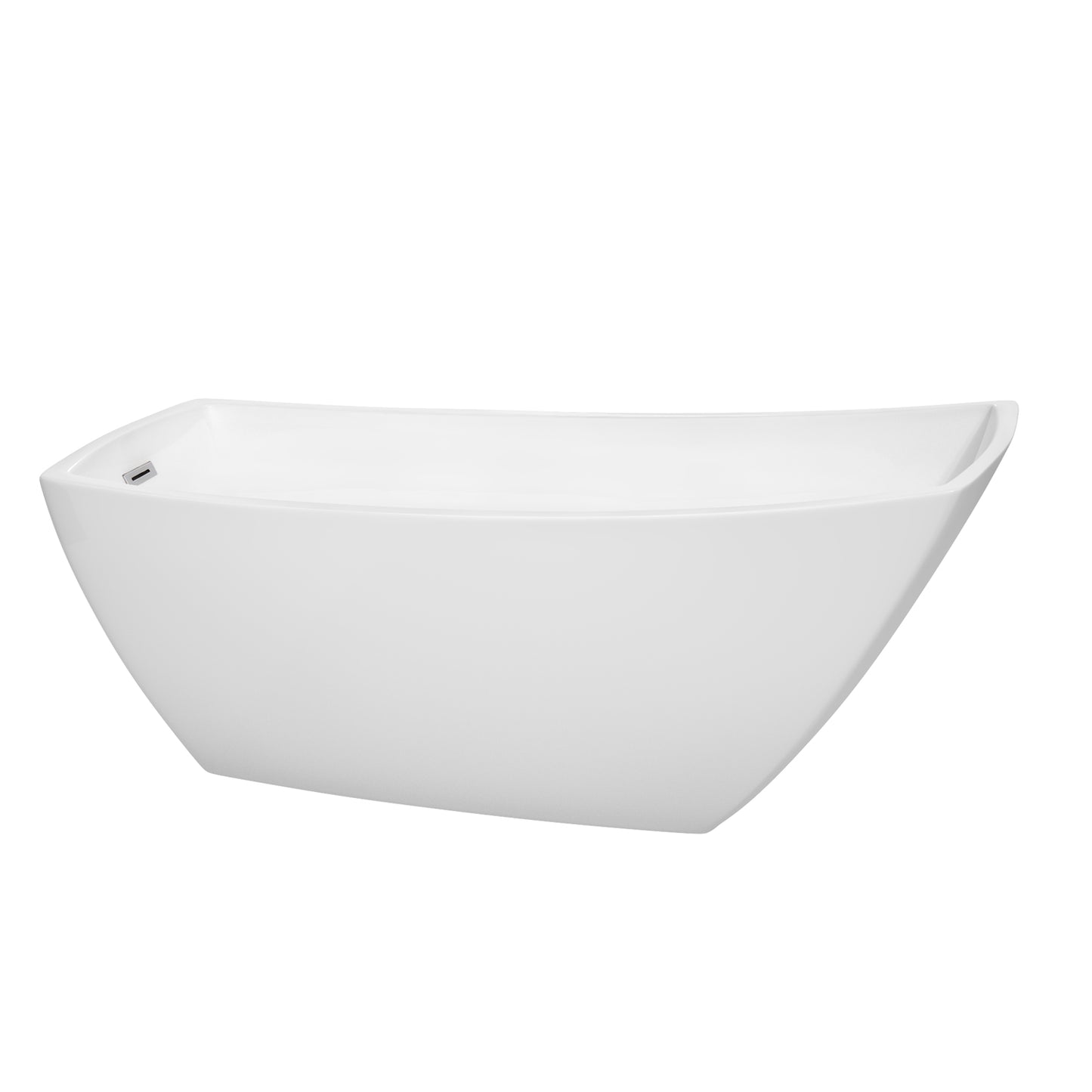 Antigua 67 inch Freestanding Bathtub in White with Polished Chrome Drain and Overflow Trim