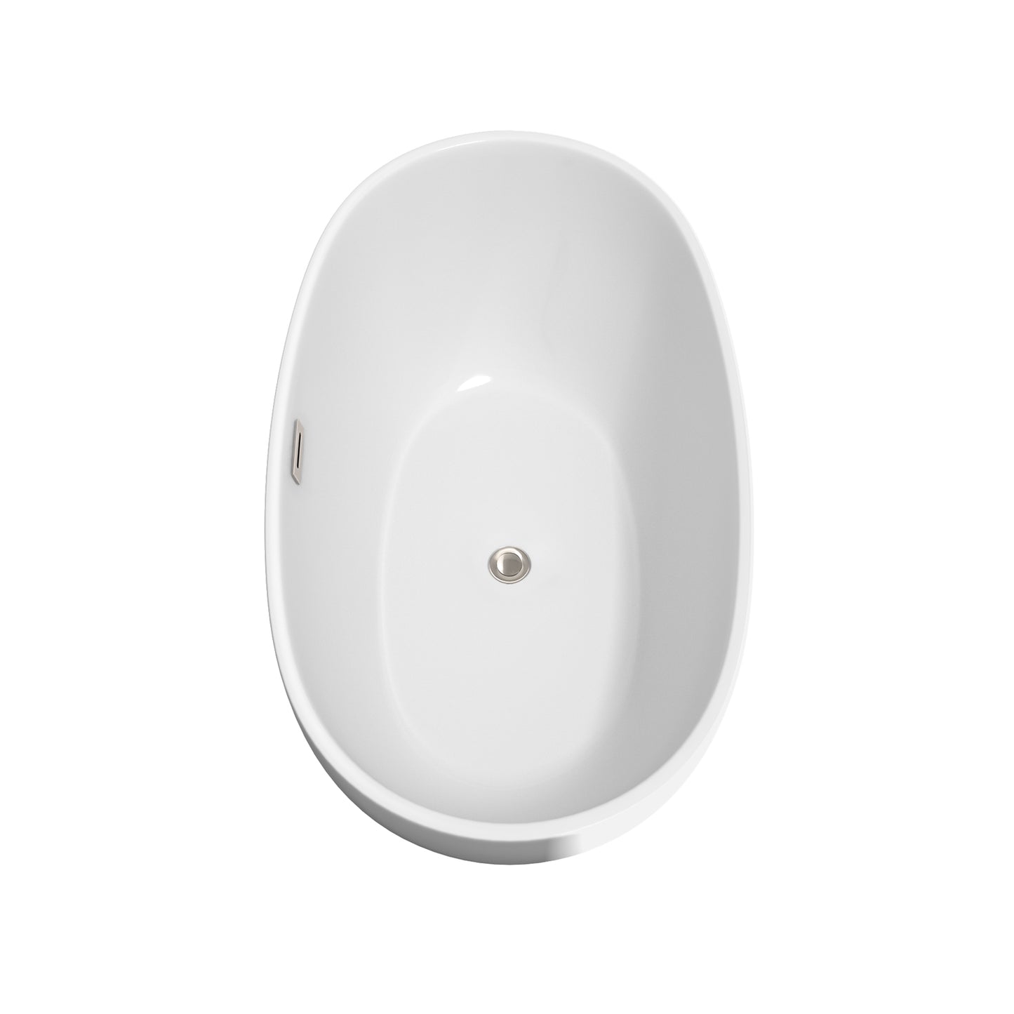 Juno 59" Freestanding Bathtub in White, Brushed Nickel Drain, Overflow Trim