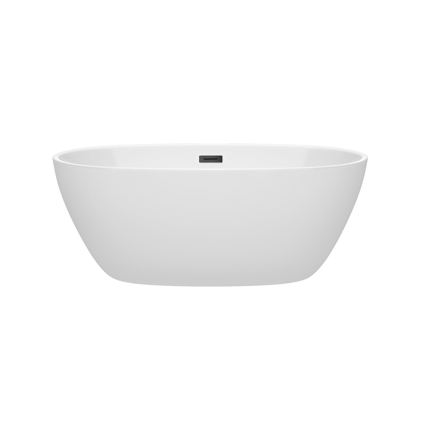 Juno 59" Freestanding Bathtub in White, Matte Black Drain, Overflow Trim