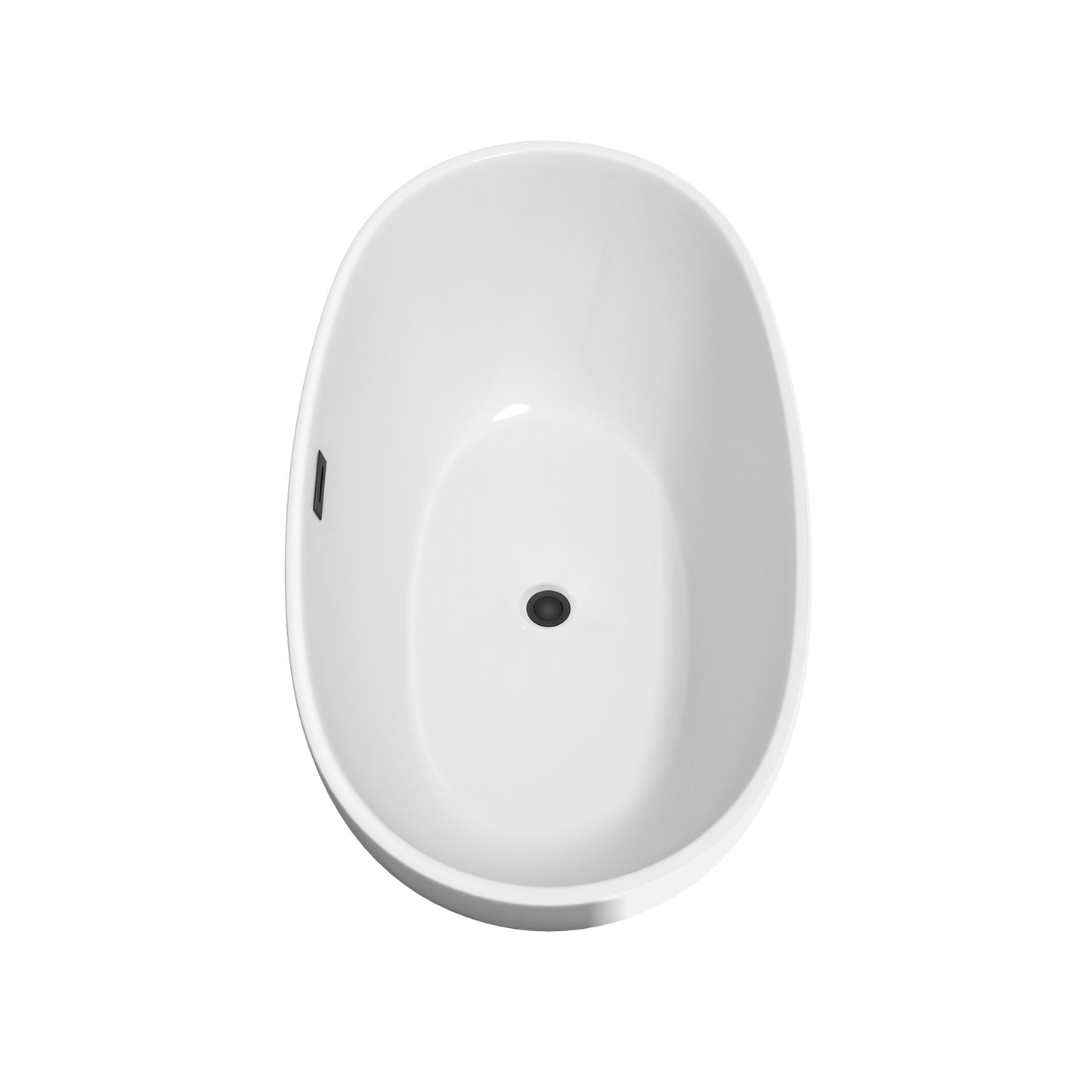 Juno 59" Freestanding Bathtub in White, Matte Black Drain, Overflow Trim