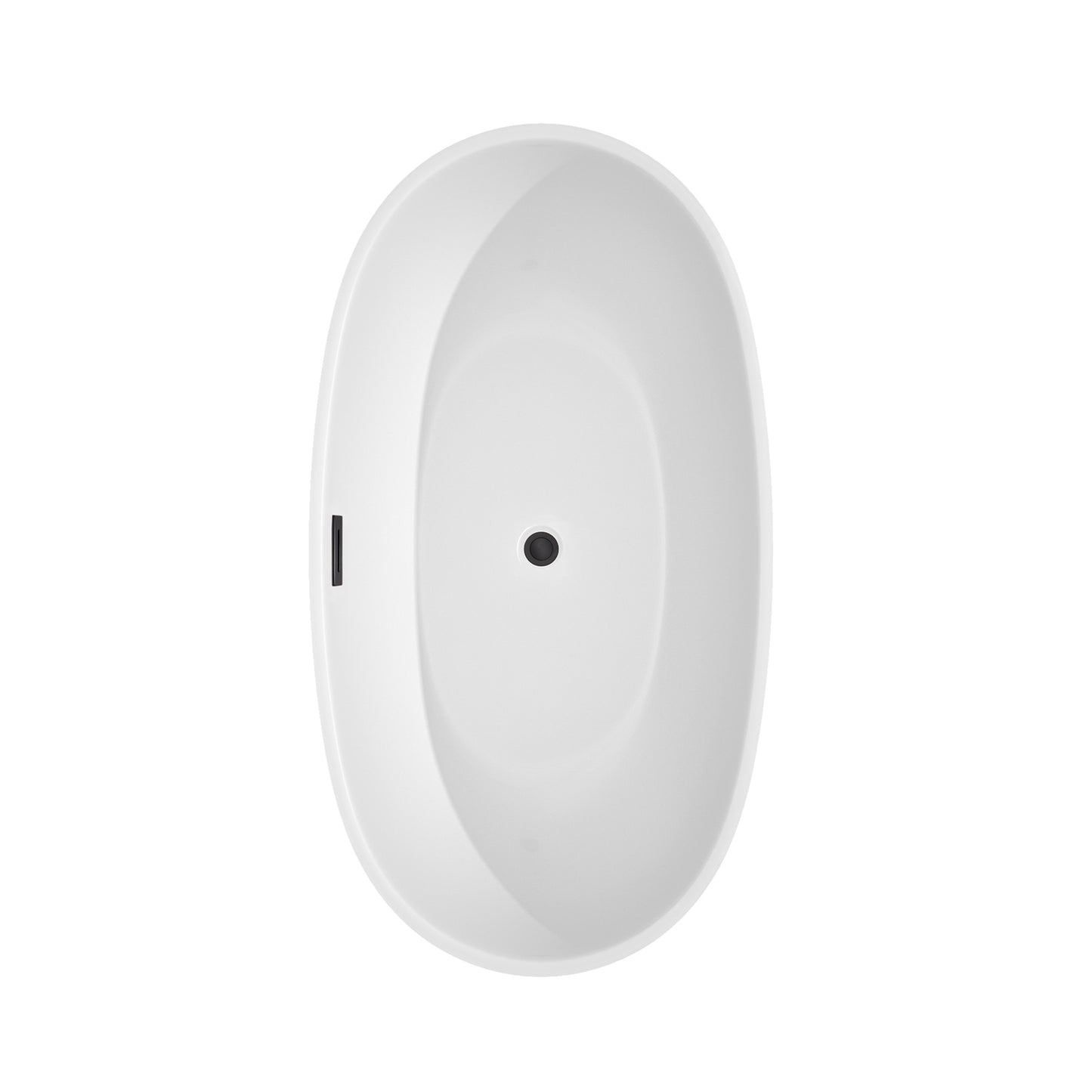 Juno 59" Freestanding Bathtub in White, Matte Black Drain, Overflow Trim