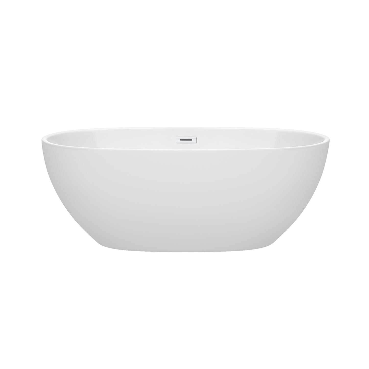 Juno 63" Freestanding Bathtub in White, Shiny White Drain, Overflow Trim