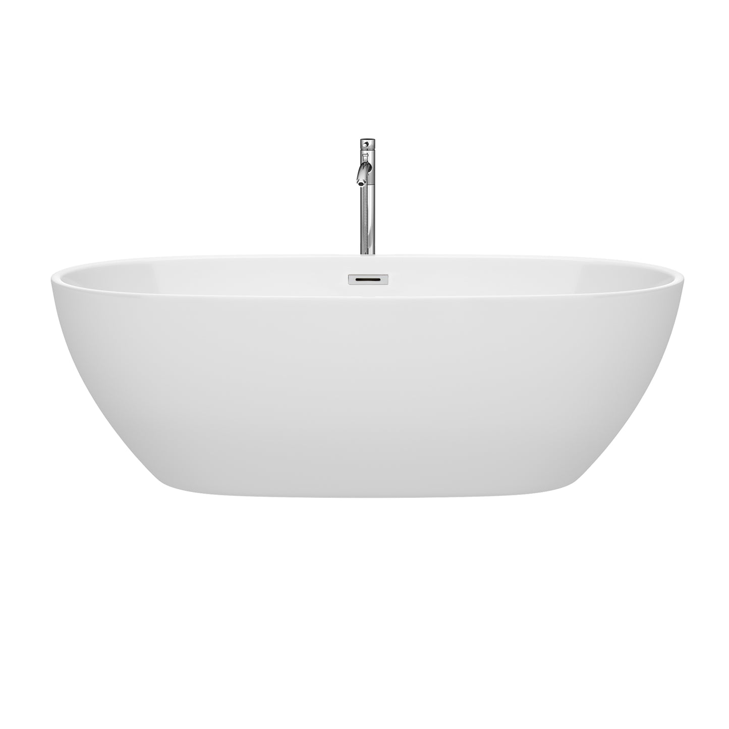 Juno 71" Freestanding Bathtub in White, Overflow Trim in Polished Chrome