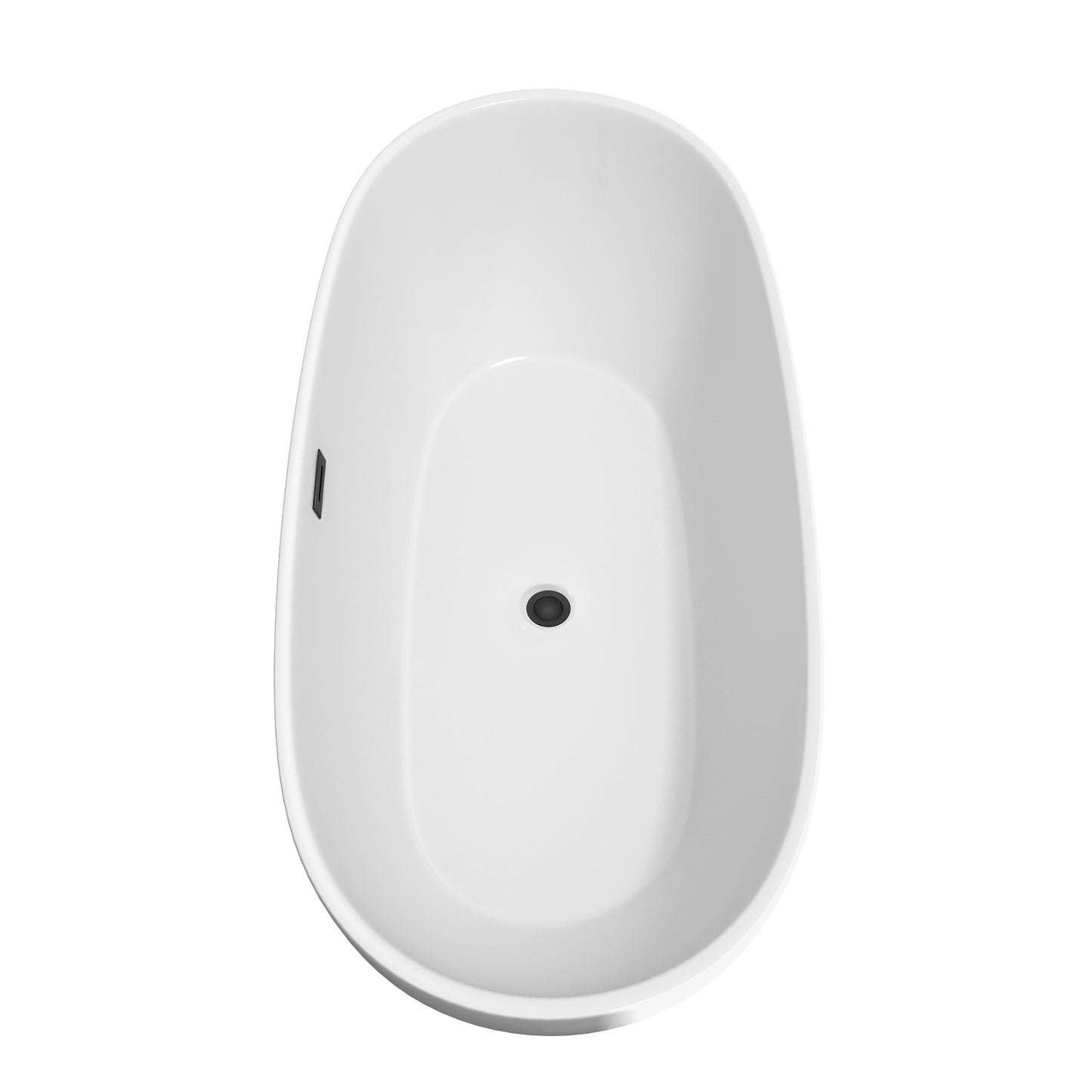 Juno 71" Freestanding Bathtub in White, Overflow Trim in Matte Black