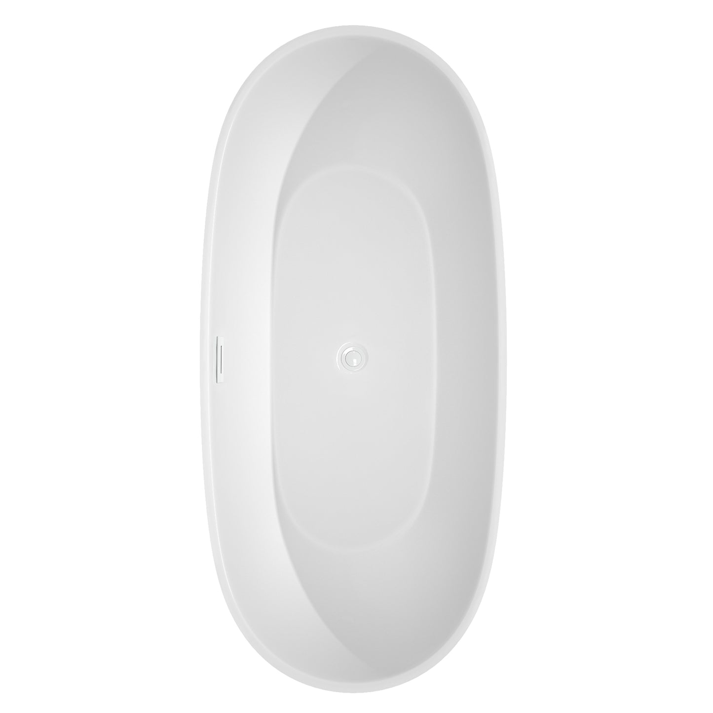 Juno 71" Freestanding Bathtub in White, Shiny White Drain, Overflow Trim