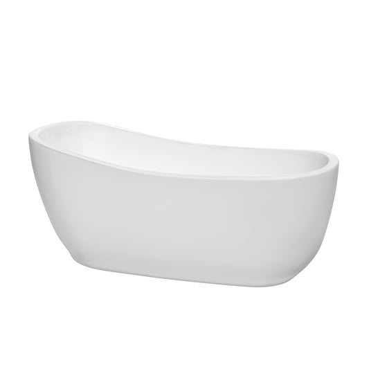 Margaret 66 inch Freestanding Bathtub in White with Polished Chrome Drain and Overflow Trim