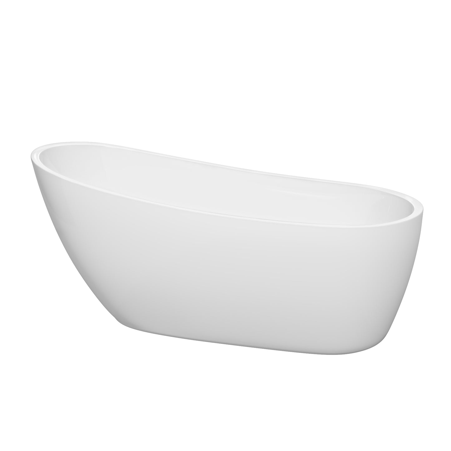 Florence 68 inch Freestanding Bathtub in White with Polished Chrome Drain and Overflow Trim