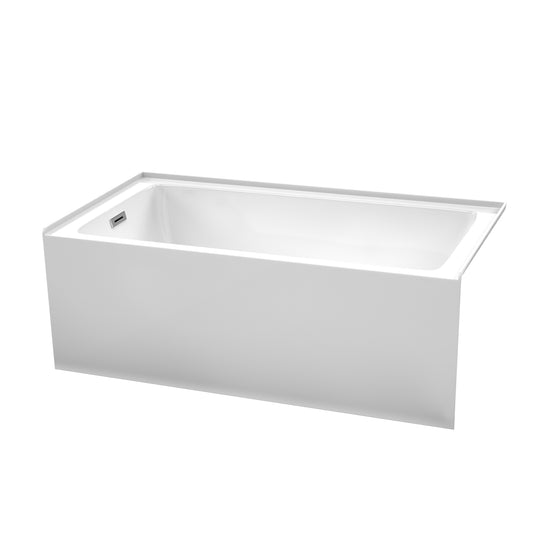 Grayley 60 x 32" Alcove Bathtub in White, Left-Hand Drain, Trim in Chrome