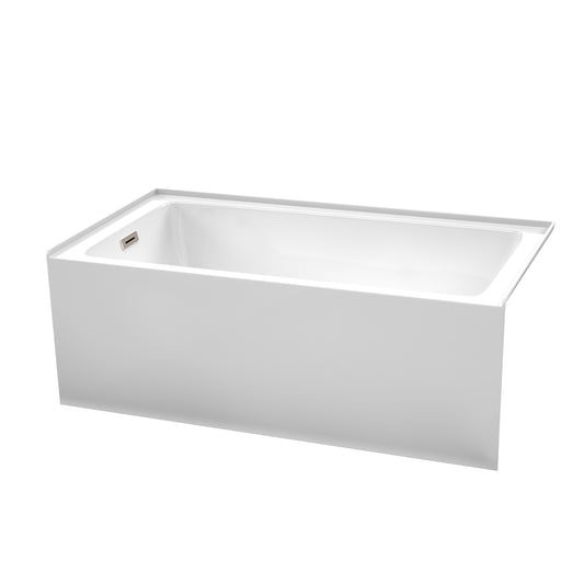 Grayley 60 x 32" Alcove Bathtub in White, Left-Hand Drain, Trim in Nickel