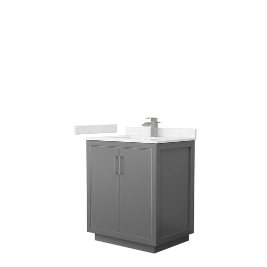Icon 30" Single Vanity in Dark Gray, Carrara Cultured Marble Top, Nickel Trim