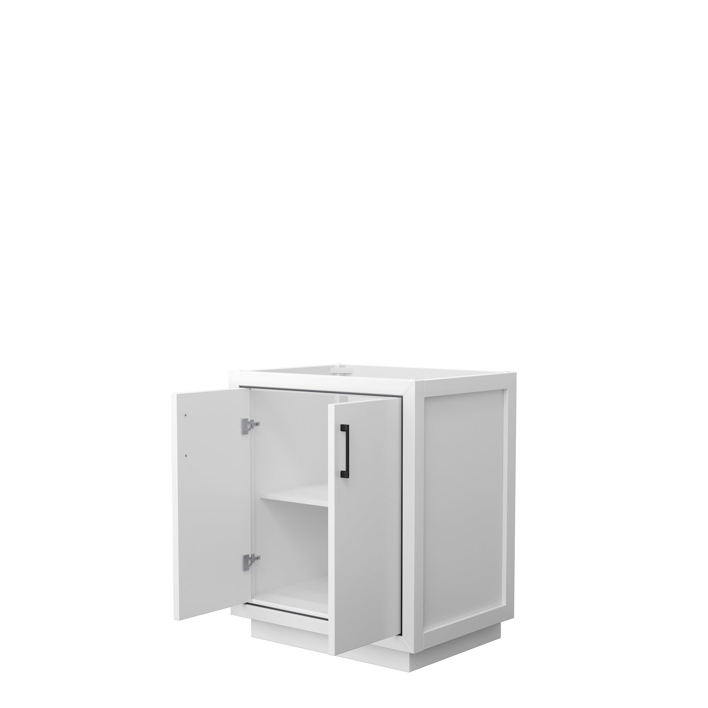 Icon 30" Single Vanity in White, No Top, No Sink, Matte Black Trim