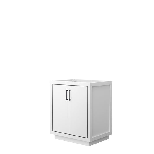 Icon 30" Single Vanity in White, No Top, No Sink, Matte Black Trim