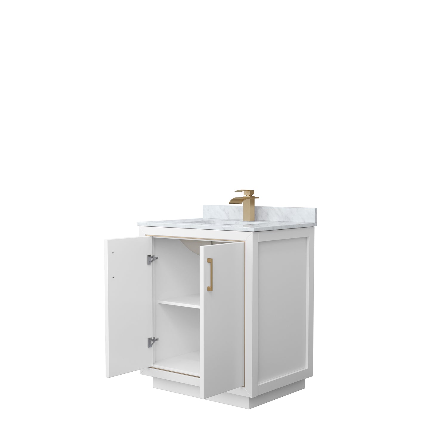 Icon 30" Single Vanity in White, Top, Square Sink, Satin Bronze Trim